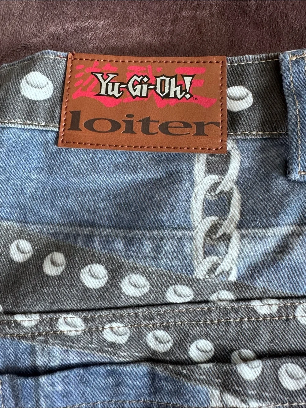 Loiter x Yu-Gi-Oh Denim Jeans Size 32 β Printed Anime Streetwear Pants β Rare - Picture 10 of 16